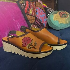 Cherokee Floral Tan Wedge Sandals